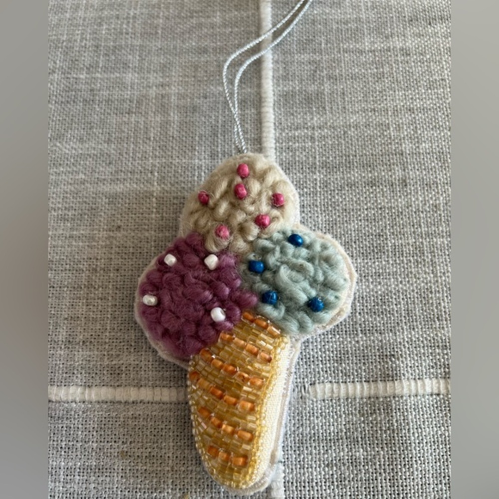 Colorful Beaded Ice Cream Ornament